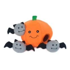 ZippyPaws Pumpkin With Bats Burrow Dog Toy