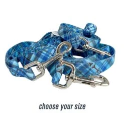 Coastal Styles Dog Leash Blue Plaid Bones 6′