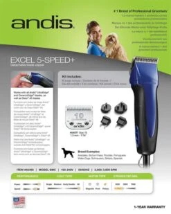 Andis Excel 5-Speed Grooming Clippers -UPCO Popular Shop Excel 5 Speed 3
