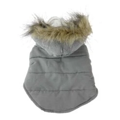 Gray Velvety Puffer Coat For Dogs