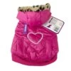 Pink Heart Leopard Trim Girly Puffer Coat For Dogs -UPCO Popular Shop Fashion Pet Pink Puffer XS