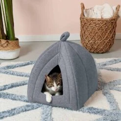 FurHaven Collapsible Fleece Pet Tent Gray Small -UPCO Popular Shop Furhaven Pet Tent Gray3