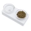 HAGEN CatIt Home Elevated Glass Diner Cat Food Dishes White Base