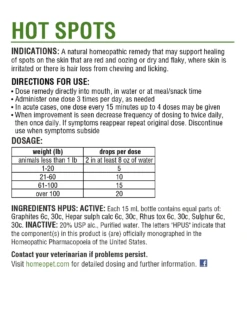 Homeopet Hot Spot Supplement Drops 15 ML -UPCO Popular Shop Hot Spots back