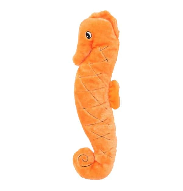 Zippypaws Orange Seahorse Plush Dog Toy 3 Zippypaws Orange Seahorse Plush Dog Toy