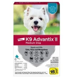 Bayer K9 Advantix II Flea, Tick & Mosquito Prevention For Medium Dogs 11-20 Lbs 6 Pack