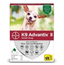 Bayer K9 Advantix II Flea, Tick & Mosquito Prevention For Small Dogs 4-10 Lbs 4 Pack