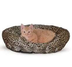 K&H Self Warming Nuzzle Nest Small Brown Leopard Print Pet Bed -UPCO Popular Shop KH Leopard Print Bed3