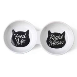 Feed Me Kitty Double Cat Food Dish 10″