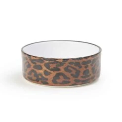 Petrageous Leopard Print Stoneware Bowl With Paw Accent 5″