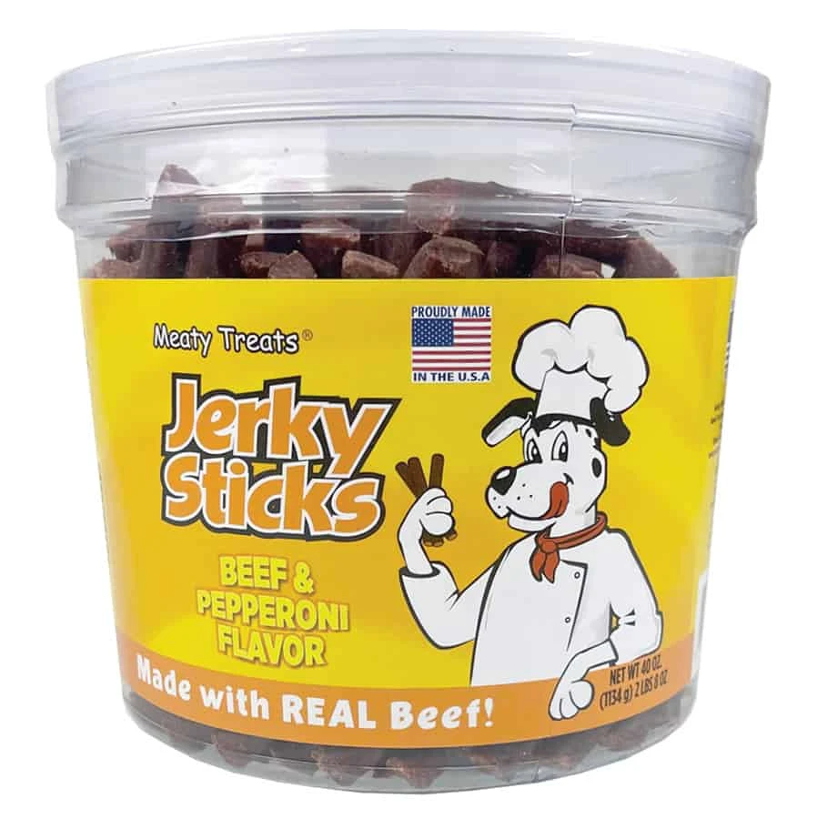 Meaty Treats Jerky Sticks Beef & Pepperoni Flavor 40 Oz 3 Meaty Treats Jerky Sticks Beef & Pepperoni Flavor 40 Oz