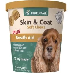 NaturVet Skin & Coat Plus Breath Aid Soft Chews 70 Ct