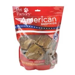 Pet Factory American Beefhide Peanut Butter Rawhide Chips 22 Oz