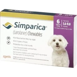 ZOETIS Simparica Chewable Tablets For Dogs 5.6-11 Lbs 6 Pack