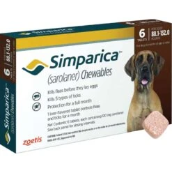 ZOETIS Simparica Chewable Tablets For Dogs 88.1-132 Lbs 6 Pack
