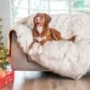 PupProtector Waterproof Throw Blanket White W/Brown Accents Original -UPCO Popular Shop TAD1325 A