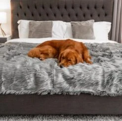 PupProtector Waterproof Throw Blanket Charcoal Gray Accents Large