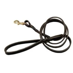Twisted Black Latigo Dog Leash 1″ X 6′