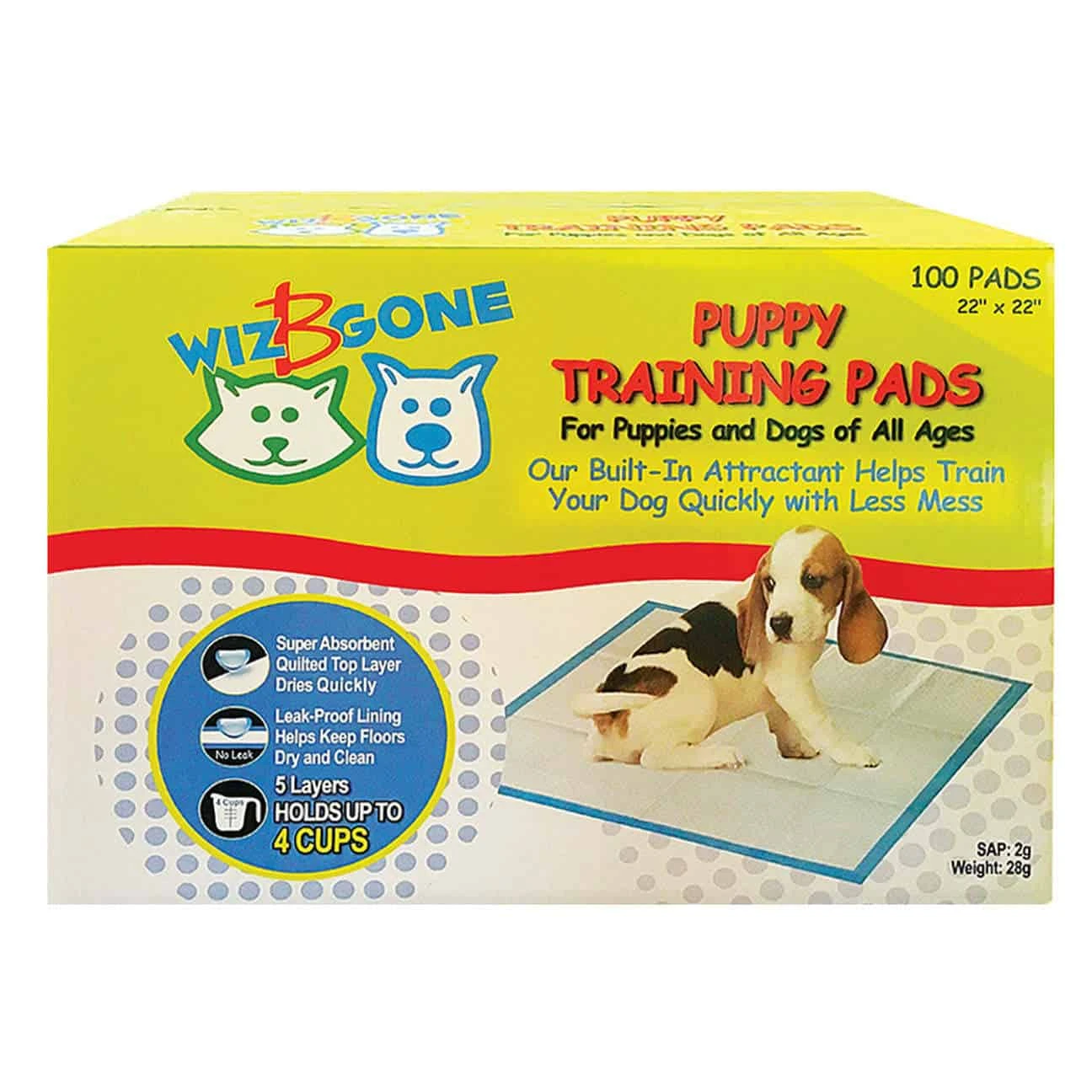 Wiz-B-Gone Puppy Training Pads 100 Ct 3 Wiz-B-Gone Puppy Training Pads 100 Ct