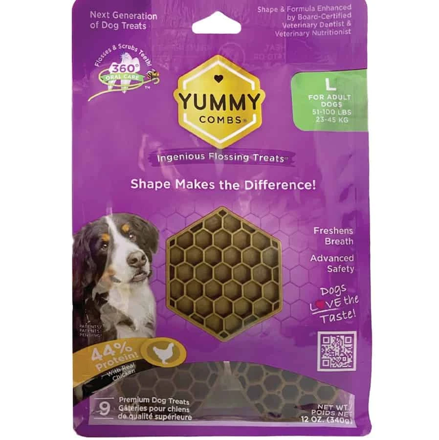 Yummy Combs Dental Treats For Large Dogs 51-100 Lbs 9 Ct (12 Oz) 3 Yummy Combs Dental Treats For Large Dogs 51-100 Lbs 9 Ct (12 Oz)