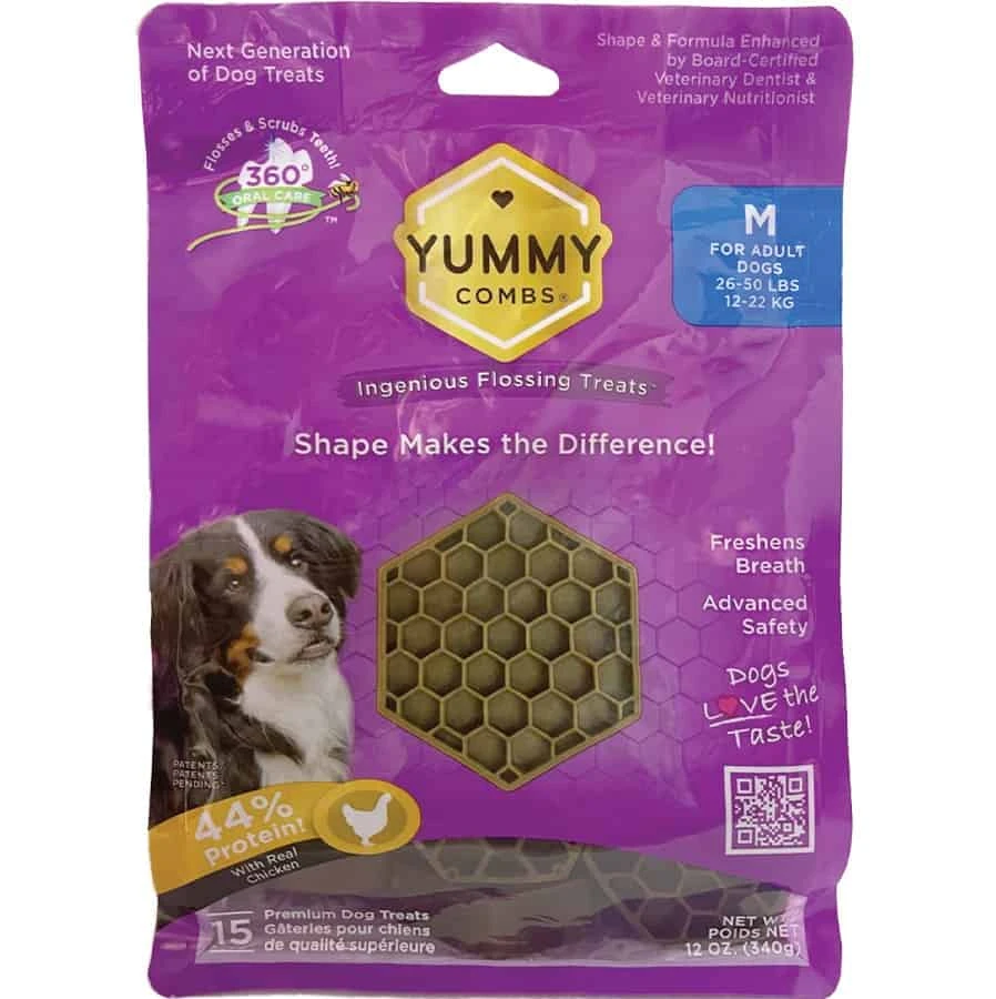 Yummy Combs Dental Treats For Medium Dogs 25-50 Lbs 15 Ct (12 Oz) 3 Yummy Combs Dental Treats For Medium Dogs 25-50 Lbs 15 Ct (12 Oz)