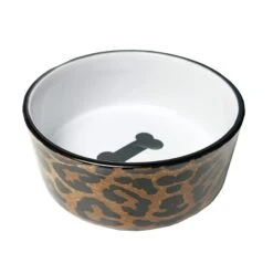 Petrageous Leopard Print Stoneware Bowl With Bone Detail 6″ -UPCO Popular Shop leopard bowl large WEB