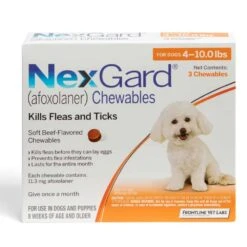 NexGard Chewable Tablets For Dogs 4-10 Lbs (3 Pack)