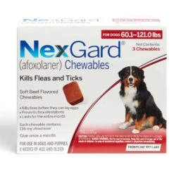 NexGard Chewable Tablets For Dogs 60.1-121 Lbs (3 Pack)