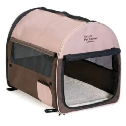 Portable Pet Home Soft Crate- 18″L X 14″W X 16″H Taupe/Brown