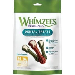 WHIMZEES Brushzees Dental Chews For Dogs Medium 12 Ct